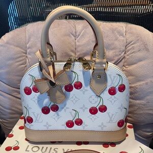 Auth. Louis Vuitton Takashi Murakami  LV x TM cherry Alma bb handbag cherise